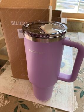 40Oz Insulated Tumbler with Detachable Flip Straw Lid purple Stainless steel